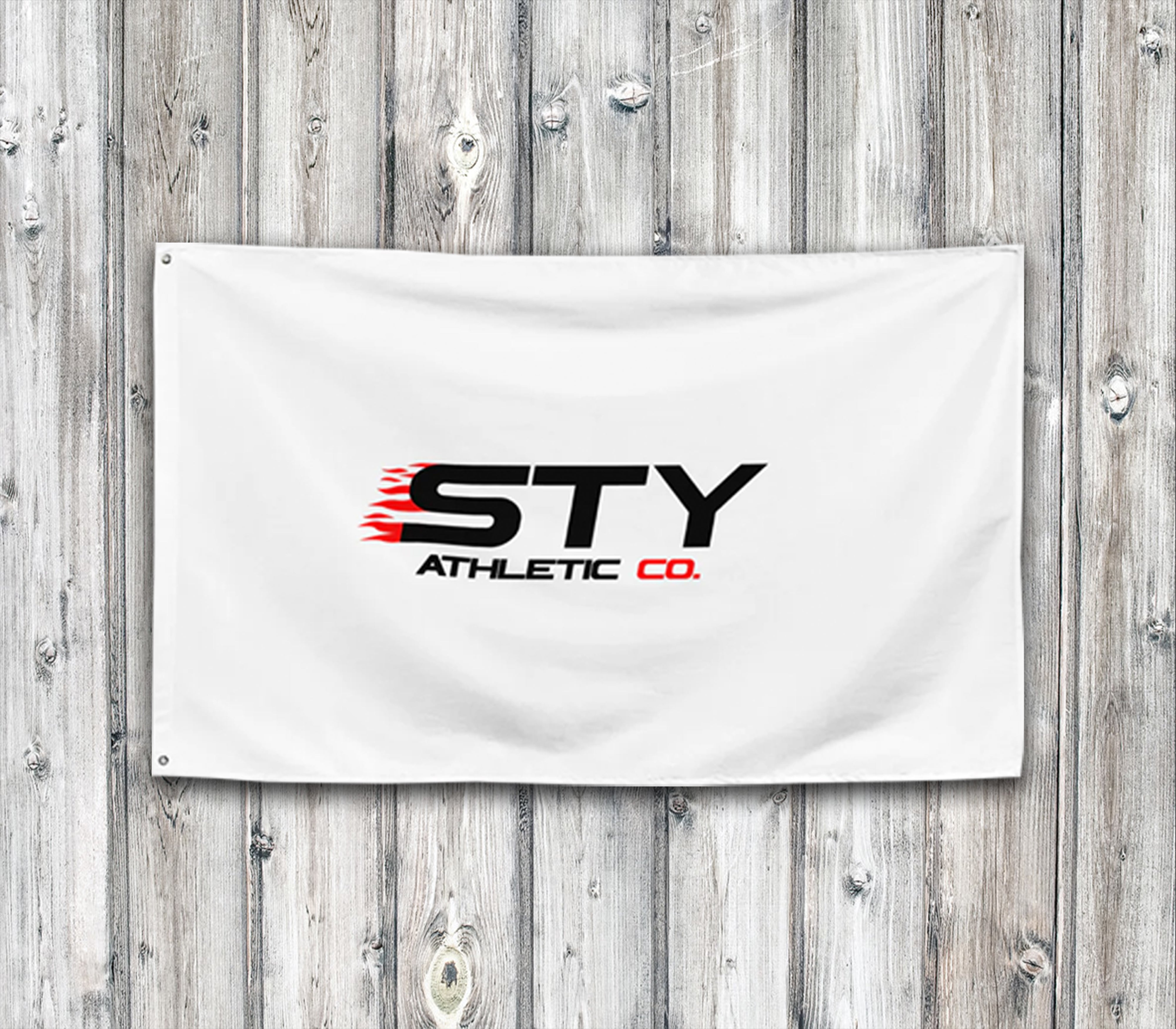 Sty Racing Logo White STY Flag – Sty Athletic Co.